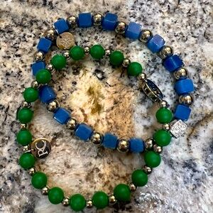 Rustic Cuff blue and green bracelets